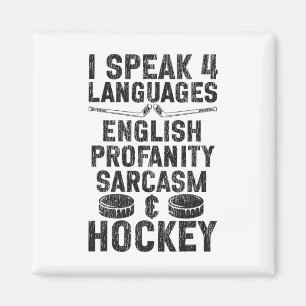 Eishockey Vintage Ich Spreche 4 Sprachen Englisch Magnet