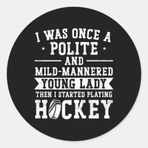 Eishockey Vintage Mädchen Ich War Einmal Ein Höfli Runder Aufkleber