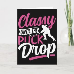 Eishockey-Vintage-Mädchen weint bis zum Puck Drop Karte