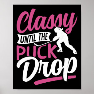 Eishockey-Vintage-Mädchen weint bis zum Puck Drop Poster