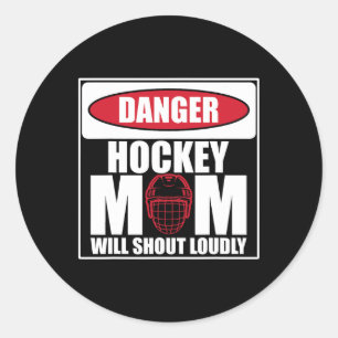 Eishockey Vintage Mama Mutter Gefahr Hockey-Mama W Runder Aufkleber