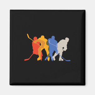 Eishockey Vintage Retro Eishockeyspieler Geschenk Magnet