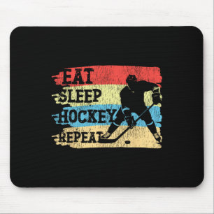 Eishockey Vintage Retro Essen Schlafen Hockey Wied Mousepad