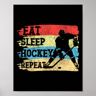 Eishockey Vintage Retro Essen Schlafen Hockey Wied Poster
