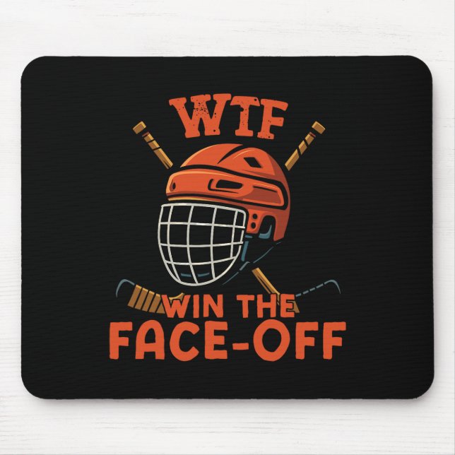 Eishockey Vintage Wtf Gewinnt Den Face-off  Mousepad (Vorne)