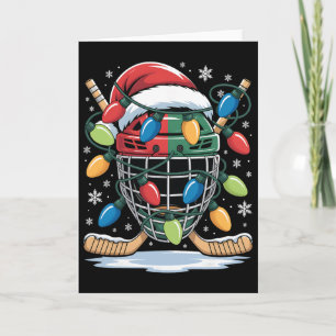 Eishockey Weihnachten Santa Xmas Lichter Hockey Li Karte