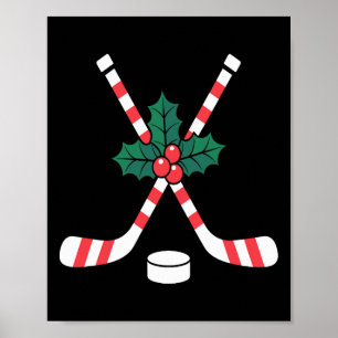 Eishockey-Weihnachts-Candy-Cane-Hockeyschläger Xma Poster