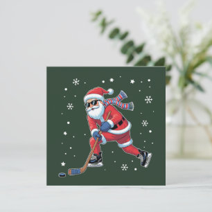 Eishockey-Weihnachts-Santa spielt Eissport-Mannsch Feiertagskarte