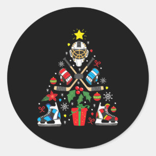 Eishockey Weihnachtsbaum Spaß Weihnachtsgeschenk B Runder Aufkleber