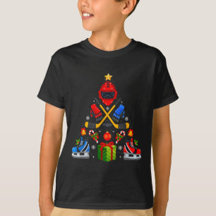 Eishockey-Weihnachtsbaumlichter Roter Weihnachtsma T-Shirt