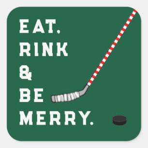 Eishockey-Weihnachtsfeiertags-Quadrat-Aufkleber Quadratischer Aufkleber