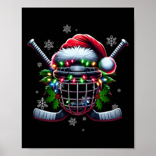 Eishockey-Weihnachtshelm Santa Hut Wintersport Poster