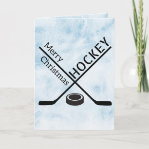 Eishockey Weihnachtskarte - Blue Eis Sticks Puck Karte