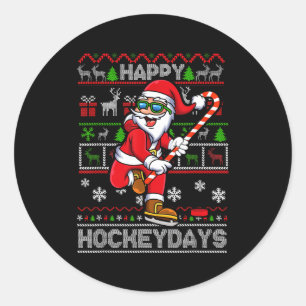 Eishockey Weihnachtsmann Frohe Hockeydays Lustiger Runder Aufkleber