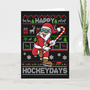 Eishockey Weihnachtsmann Frohe Hockeytage Lustiger Karte