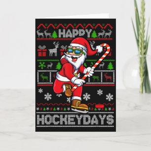 Eishockey Weihnachtsmann Frohe Hockeytage Lustiges Karte