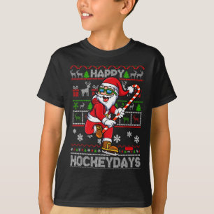 Eishockey Weihnachtsmann Happy Hockeydays Lustiges T-Shirt