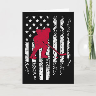 Eishockey-Wintersport Vintage-amerikanische-Flagge Karte