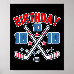 Eishockey Zehn Geburtstag Junge 10. Party Jungen A Poster