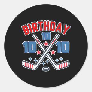 Eishockey Zehn Geburtstag Junge 10. Party Jungen A Runder Aufkleber