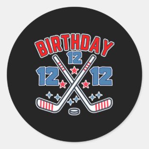 Eishockey Zwölf Geburtstag Junge 12. Party Jungen  Runder Aufkleber