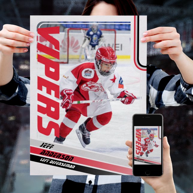 Eishockeyhandelskarte Poster (Unleash the ultimate power of customization with our red and black ice hockey Poster)