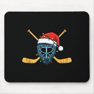 Eishockeymaske mit Weihnachtsmannmütze Weihnachtsl Mousepad