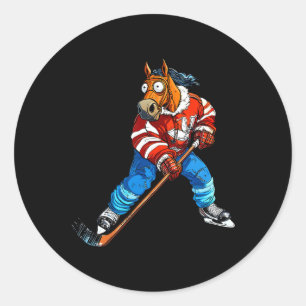 Eishockeypferd runder aufkleber