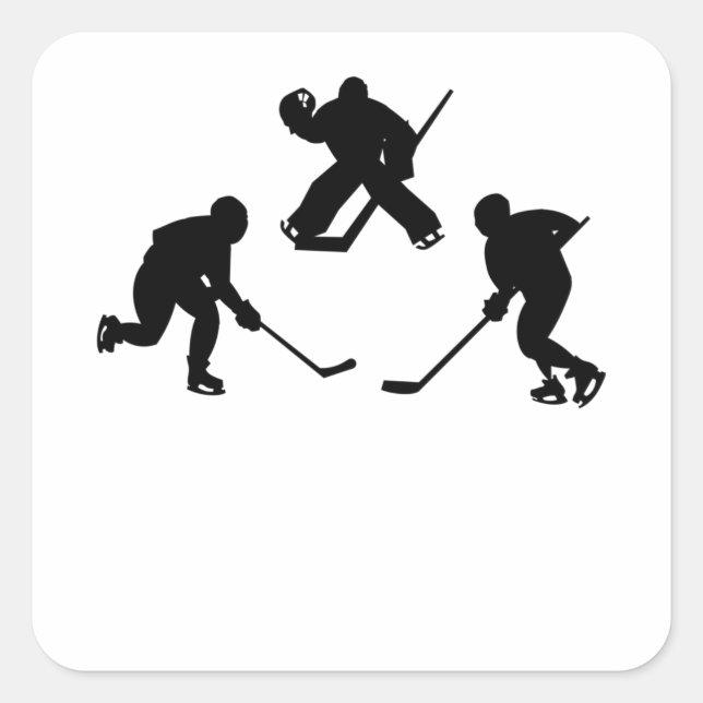 Eishockeyschläger-Silhouette cooles Sportgeschenk Quadratischer Aufkleber (Vorderseite)