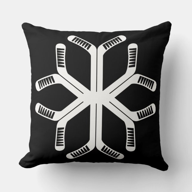 Eishockeyschläger Snowflake Throw Kissen (Vorderseite)