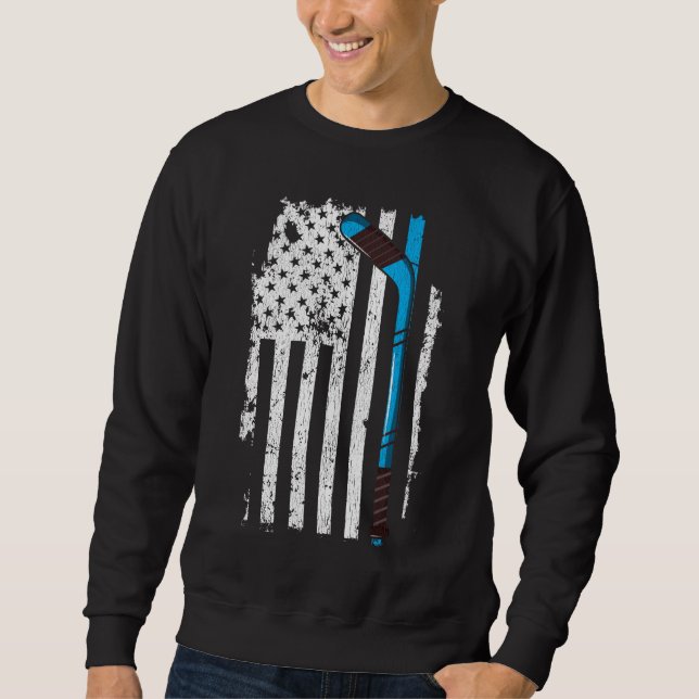 Eishockeyschläger US-amerikanische Flagge Sweatshirt (Vorderseite)