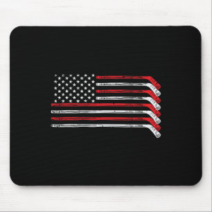 Eishockeyschläger Us Flagge Patriotischer Spieler Mousepad