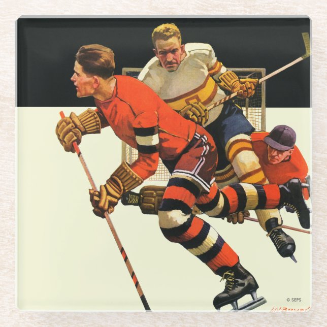 Eishockeyspiel Glasuntersetzer (Vorderseite)