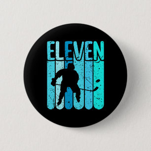 Eishockeyspieler 11. Geburtstag Jungen Eishockey Button