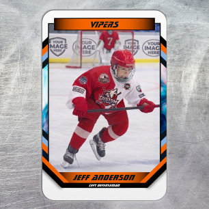 Eishockeyspieler-Andenken auf coolem orangefarbene Magnet