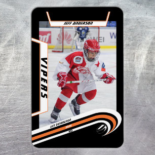 Eishockeyspieler Andenken Auf Lebhaft Orange Schwa Magnet