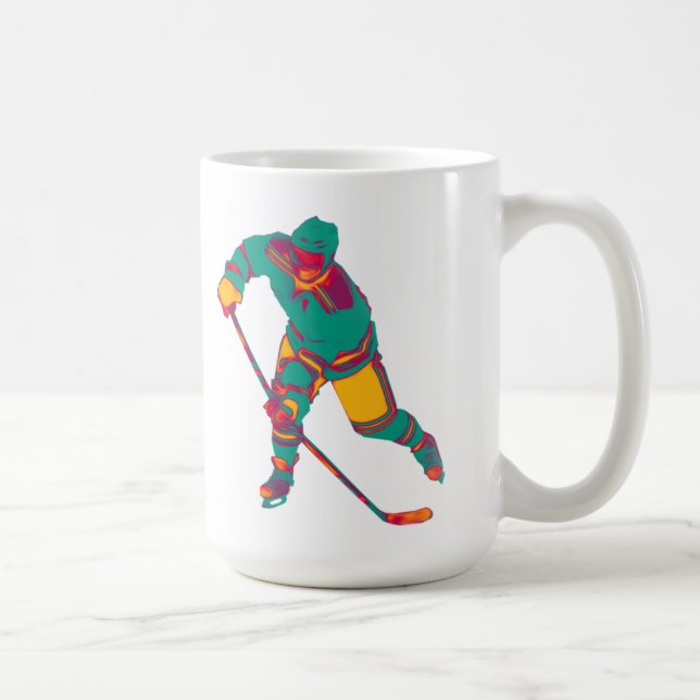 Eishockeyspieler(aquamarin), personalisierte Umarm Tasse (Rechts)