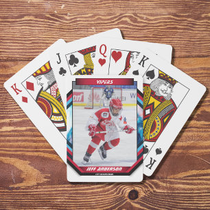 Eishockeyspieler behalten Coole Red Custom Spielkarten