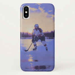 Eishockeyspieler bei Sonnenaufgang Case-Mate iPhone Hülle