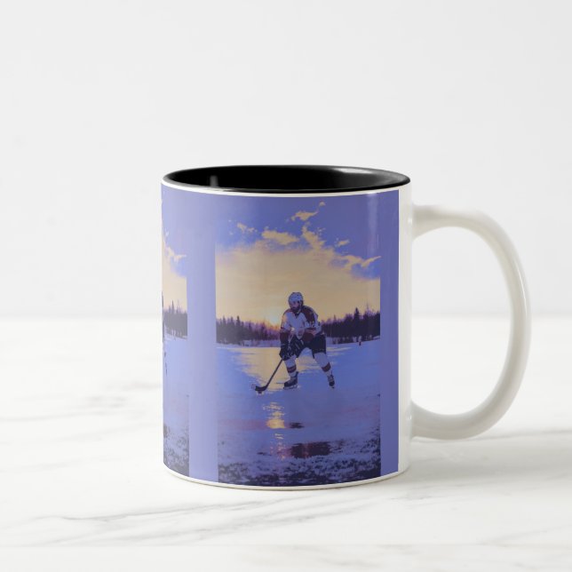 Eishockeyspieler bei Sunrise Zweifarbige Tasse (Rechts)