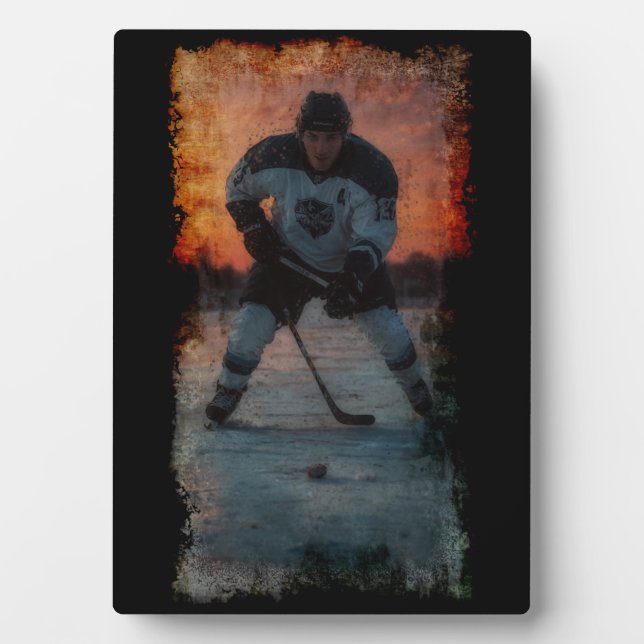 Eishockeyspieler bei Sunset Fotoplatte (Vorderseite)