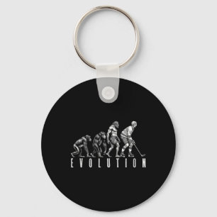 Eishockeyspieler Evolution Lustiger Affe Höhlenmen Schlüsselanhänger