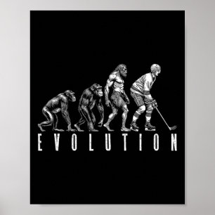 Eishockeyspieler Evolution Lustiger Mann Affe Höhl Poster
