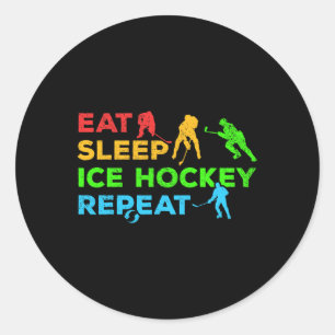 Eishockeyspieler I Esse Schlafe Eishockey Wiederho Runder Aufkleber