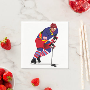 Eishockeyspieler in Aktion rote und blaue Mannscha Serviette