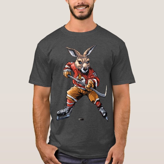 Eishockeyspieler Känguru T - Shirt (Vorderseite)