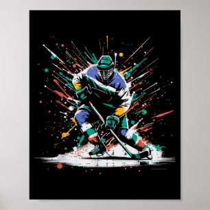 Eishockeyspieler Paint Splatter Art Srts Männer Ju Poster