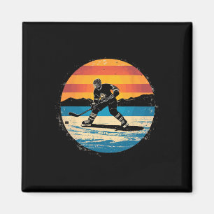 Eishockeyspieler-Sonnenuntergang-Kunst für Männer Magnet