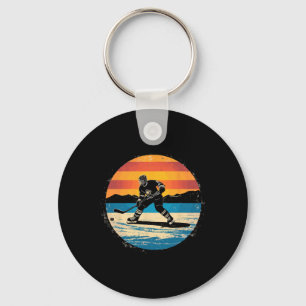 Eishockeyspieler-Sonnenuntergang-Kunst für Männer, Schlüsselanhänger