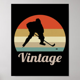 Eishockeyspieler Sticks Puck Wintersport Vintag Poster